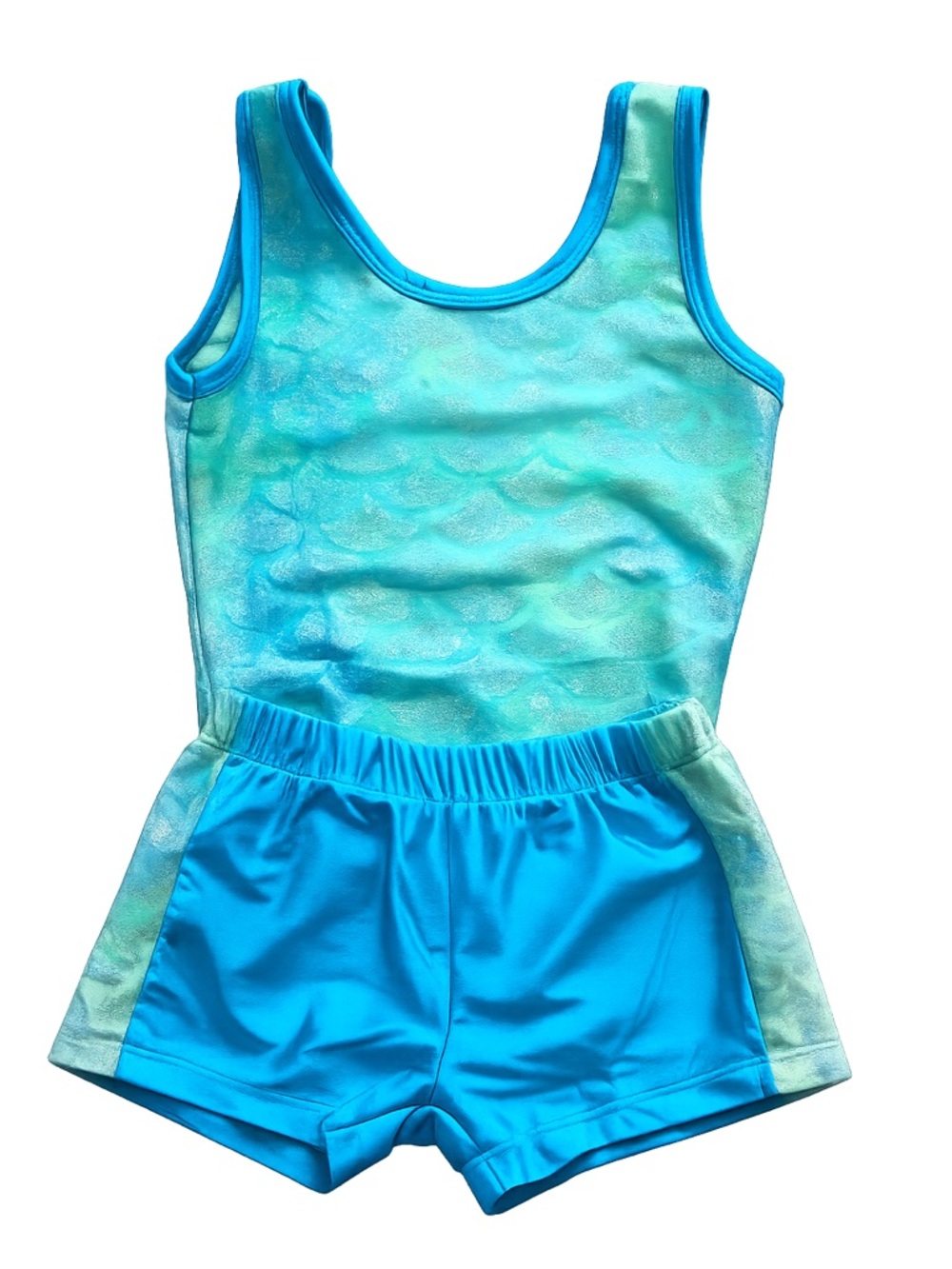Kids Mermaid Scale leotard - Blue and Green